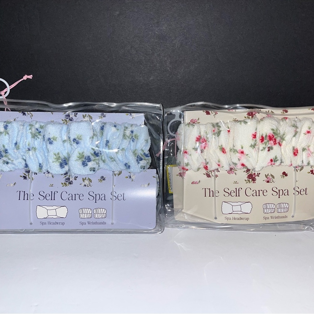 wild fable Floral Spa Headwrap Set - Blue & Cream Floral